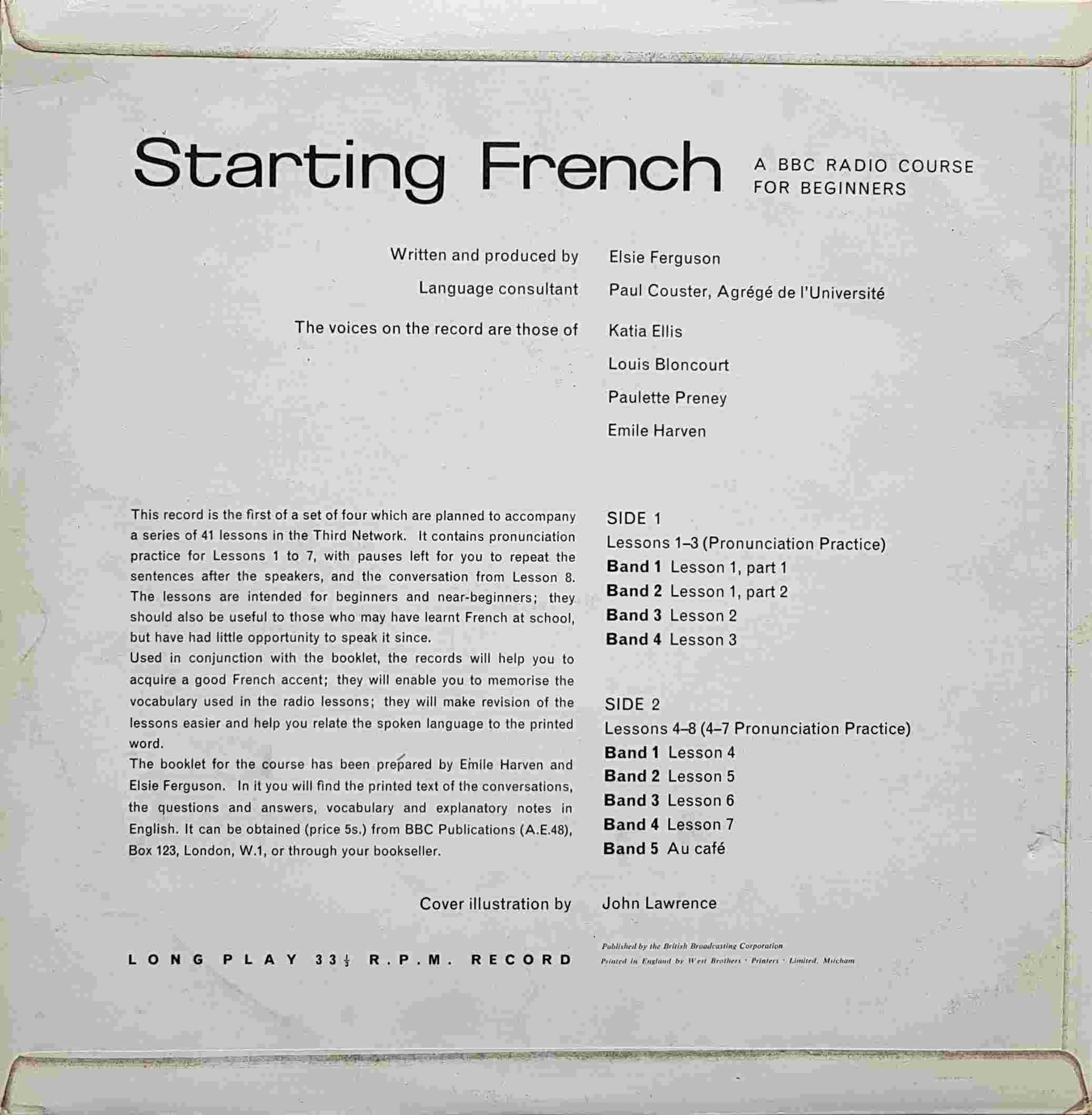 Picture of OP 17/18 Starting French - Parts 1 - 8 by artist Elsie Ferguson from the BBC records and Tapes library